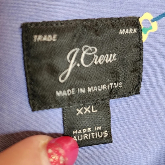 J. Crew Guitar Blue short sleeve button down shirt.  Men's size XXL. - Picture 7 of 12